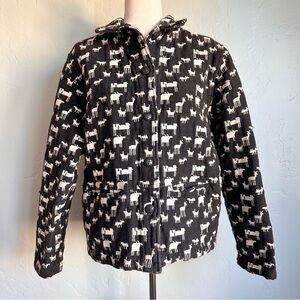 Vintage 90’s Chico's Design Tapestry Jacket Black Cream Animal Cottage Folk Sz L